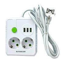 Сетевой фильтр UA Power F13U (2PO3 + 3USB) 4,0m; White; 250V/10A; 5V/2,1A