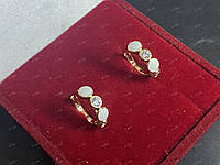 Женские серьги-кольца (конго) позолоченные с белой эмалью Xuping позолота 18К В Оксамитовому Футлярі