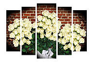 Модульная картина Декор Карпаты 120х80 см Белые Розы (M5-471) HR, код: 184304