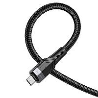 Кабель для зарядки и передачи данных Borofone BU35 USB на Micro-USB 2.4А 1.2 м Black BS, код: 8032818