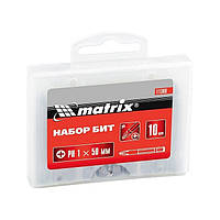 Набор бит Matrix Ph1 х 50 мм сталь 45Х 10 шт в пластиковом боксе MD, код: 7526962