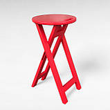 Розкладний Дерев'яний Табурет для Бару, Кухні та Кафе з Натурального Дерева Ясен Червоний 63см, фото 2