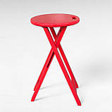 Розкладний Дерев'яний Табурет для Бару, Кухні та Кафе з Натурального Дерева Ясен Червоний 63см, фото 5