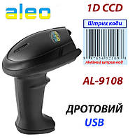 Сканер дротовий ALEO AL-9108 USB image CCD 1D, чорний