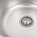 Кругла кухонна мийка Platinum 490 Decor 0,8 мм, фото 7