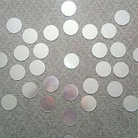 Зеркальные пластиковые наклейки круги Серебро 50 шт 5 см Б369