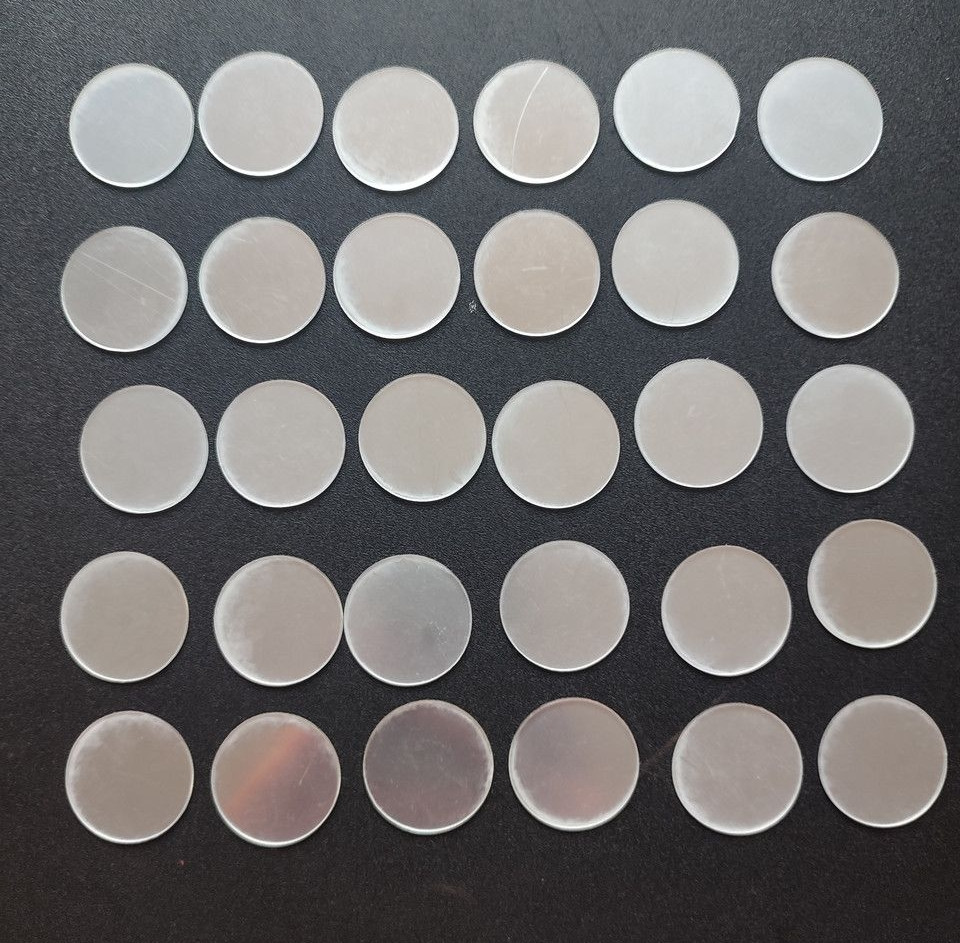 Дзеркальні пластикові наклейки круги Срібні 30 шт 3 см Б369