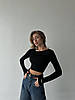 Жіноча чорна укорочена кофта з віскози з довгими рукавами та відкритою спиною, фото 8