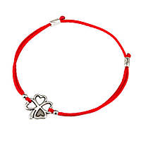Браслет-оберіг Silvering Червона нитка з амулетом Лист Конюшини Метал з посрібленням (25388) HR, код: 1932303