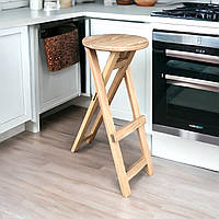 Розкладний Дерев'яний Високий Табурет для Бару Кухні Кафе та Піцерії з Натурального Дерева Ясен Світлий 80см