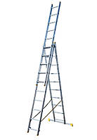 Лестница алюминиевая MASTERTOOL 3-х секционная 3х10 ступеней h 7000 мм (79-1310) BS, код: 8216549