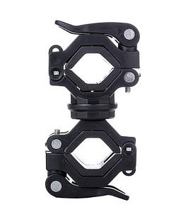 Вело тримач ліхтарика кріплення хомут поворотний 360 град (подвійний)