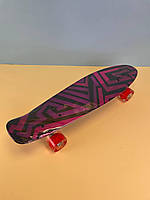 Скейт пенні борд F 9797 Best Board (дошка=55см, колеса PU, світяться, d=6см), червоний орнамент