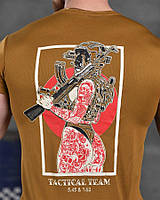 Футболка coolmax койот с принтом, футболка койот влагоотводящая для зсу, футболка армейская коричневая jc005