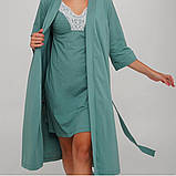 Сорочка для вагітних і годуючих Бірюзовий Бавовняна сорочка для годування грудьми Зручна сорочка, фото 4