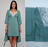 Сорочка для вагітних і годуючих Бірюзовий Бавовняна сорочка для годування грудьми Зручна сорочка, фото 2