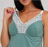 Сорочка для вагітних і годуючих Бірюзовий Бавовняна сорочка для годування грудьми Зручна сорочка, фото 3