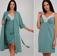 Сорочка для вагітних і годуючих Бірюзовий Бавовняна сорочка для годування грудьми Зручна сорочка