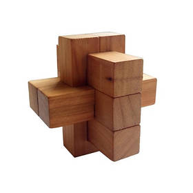 Дерев'яна головоломка Крути Верть Хрест 2+2+3 8х8х8 см (nevg-0006) IB, код: 119429