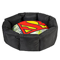 Лежанка для собак зі змінною подушкою WAUDOG Relax S Супермен 34 x 45 x 17 см Чорний (224-200 HR, код: 7687836