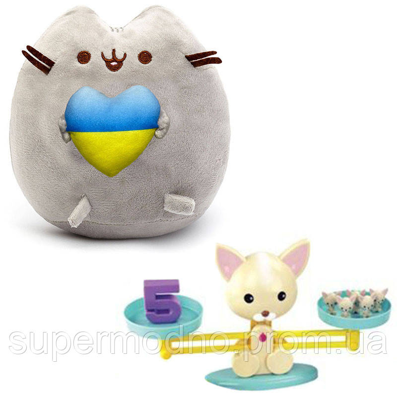 М'яка іграшка кіт із серцем ST Пушин кет 23х25 см Сірий і Дитяча навчальна гра математичес MN, код: 8290530