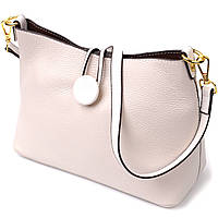 Кожаная женская сумка с застежкой пуговкой Vintage 22321 Белая MN, код: 8374519