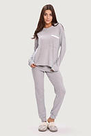 Жіноча піжама джемпер та брюки бавовна кишені спереду Jadea Intimo 5185 сіра S