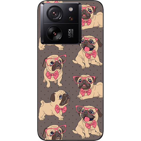 Бампер силіконовий Case для Xiaomi 13T з малюнком Мопсики, фото 1