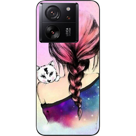 Силіконовий чохол Case для Xiaomi 13T з картинкою Котик на плечі, фото 1