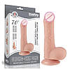 Фалоїмітатор реалістичний із мошоком — Sliding-Skin Dual Layer Dong 7" Flesh, фото 3