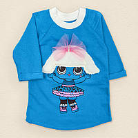 Платье-туника детская с начесом Malena и аппликацией 80 см голубой (13137081506) GL, код: 8328918