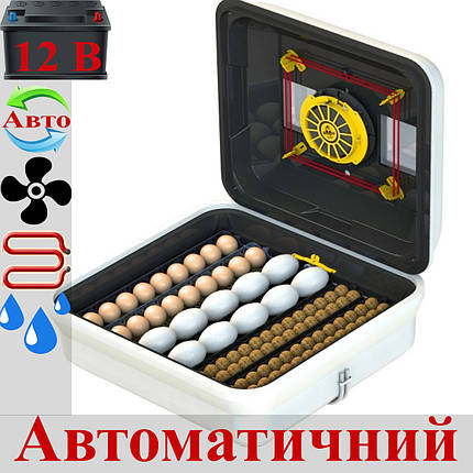 Інкубатор для яєць автоматичний Теплуша EURO 88 ТА вологомір + резервне живлення 12 В, фото 1