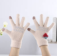 Зимние перчатки с клубничкой Jsstore Бежевые MN, код: 7430296