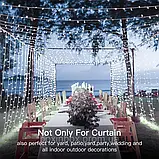 Ollny Lights Світильники для штор Christmas Cool White 300 LED 3*3м, Пульт дистанційного керування з живленням від USB 8 режимів, фото 7