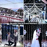 Ollny Lights Світильники для штор Christmas Cool White 300 LED 3*3м, Пульт дистанційного керування з живленням від USB 8 режимів, фото 4