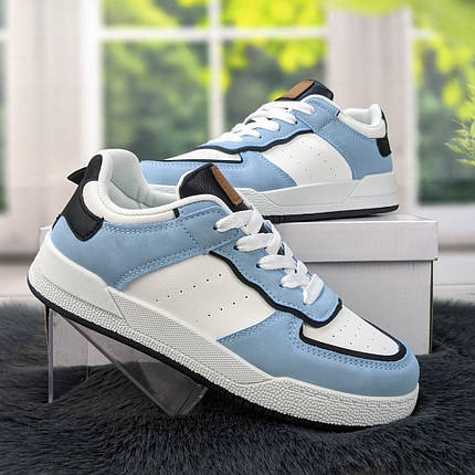 Кросівки кеди жіночі білі з блакитним Swin-shoes 4218, фото 1