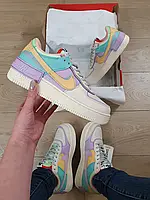 Nike Air Force 1 Shadow Pale Ivory разноцветные кроссы женские. Кроссовки Найк Аир Форсе бежевые с цветными