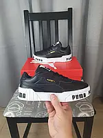 Кросівки письмові осінь-весна Puma Basket Cali Black White. Чорно-білі кросівки жіночі Пума Калі Болд