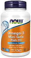 Омега-3 в мини-капсулах Now Foods, Omega-3 Mini Gels, 180 капсул