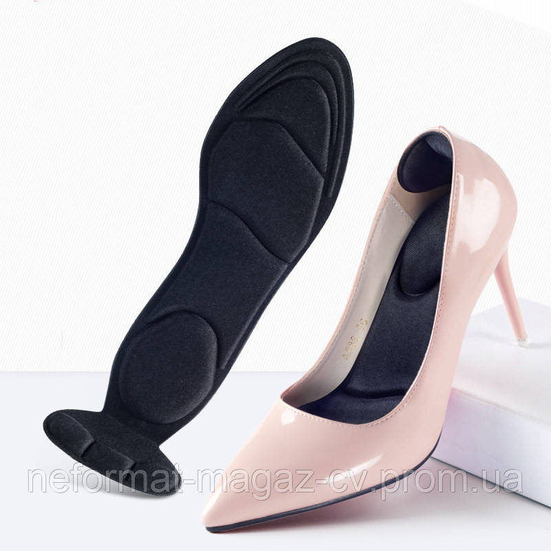 Чорні обрізні устілки м'які для модельного взуття на каблуках. Ортопедичні устілки жіночі для туфель на підборах