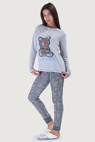 Жіноча піжама джемпер та брюки бавовна Dolcissime 13207 світлий сірий XL
