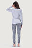 Жіноча піжама джемпер та брюки бавовна Dolcissime 13207 світлий сірий XL, фото 6