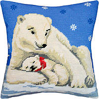 Набір для вишивання декоративної подушки Чарівниця Білі ведмеді 40×40 см V-06 IB, код: 7242962
