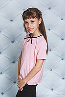 Блуза шкільна повсякденна з коротким рукавом "Nora", модна дитяча блузка для дівчинки