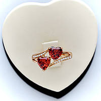 Кільце серця з червоними кристалами медзолото Xuping розмір 18.19.