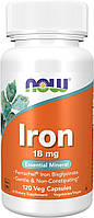 Железо 18 мг Now Foods, Iron Ferrochel, 18 mg, 120 капсул