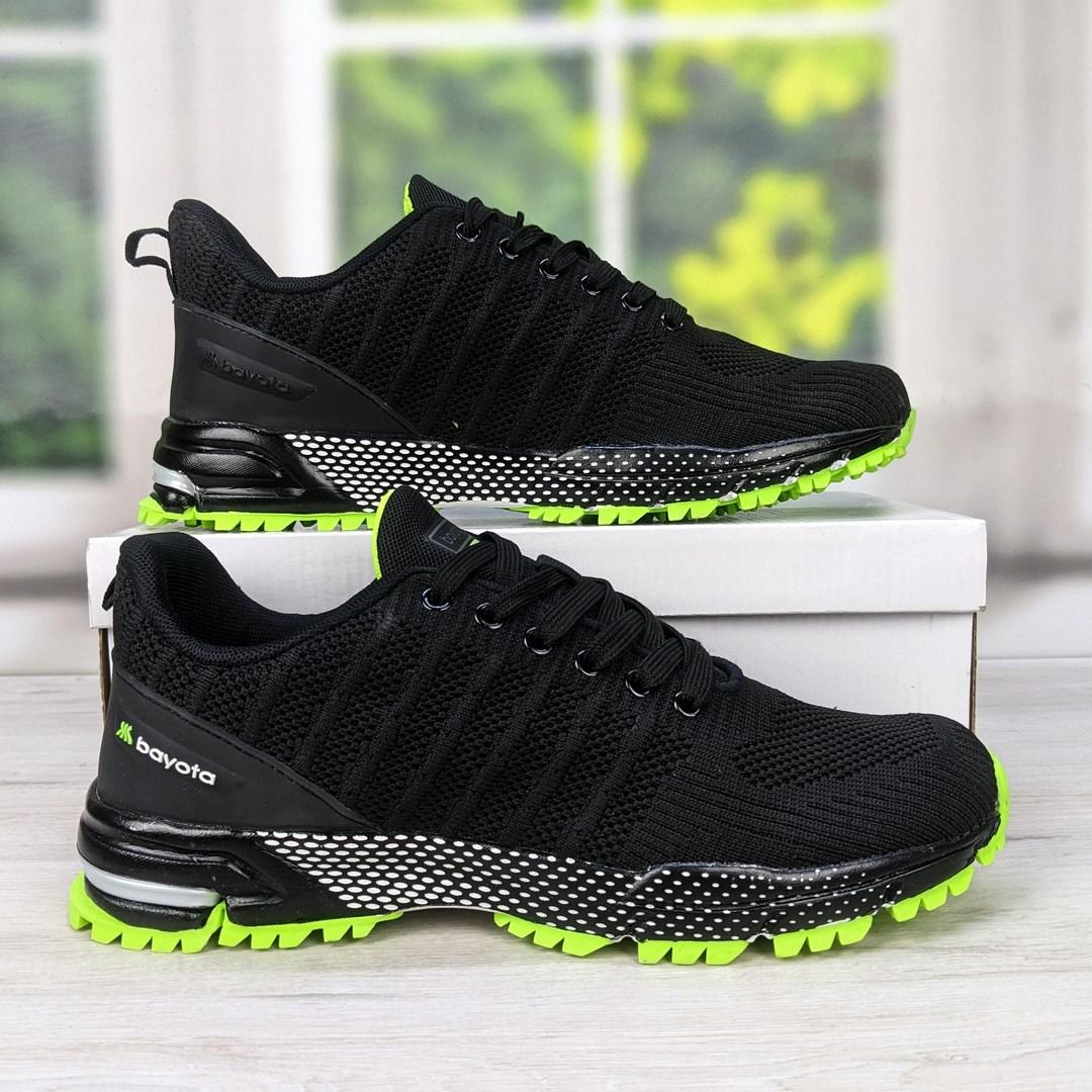 Кросівки чоловічі Bayota чорні з зеленим текстильні 3721