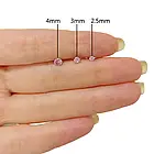 Лабрет набір 3 шт., пірсинг для хряща вуха 3 мм, форма та колір циркону на вибір, фото 7