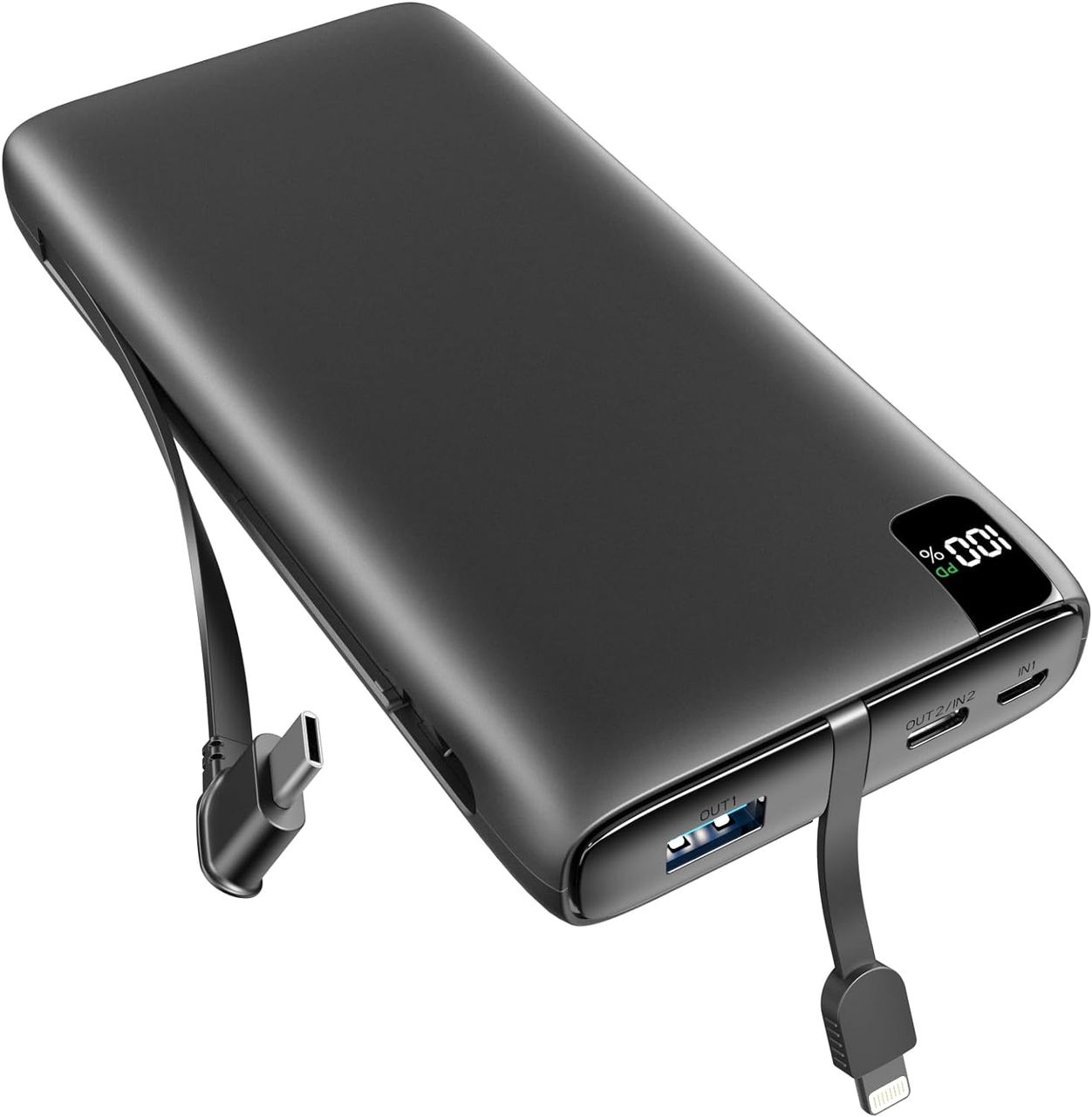 SOARAISE 26800 мАг Power Bank Швидка зарядка 22,5 Вт з вбудованими 2 кабелями та 3 виходами