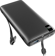 SOARAISE 26800 мАг Power Bank Швидка зарядка 22,5 Вт з вбудованими 2 кабелями та 3 виходами